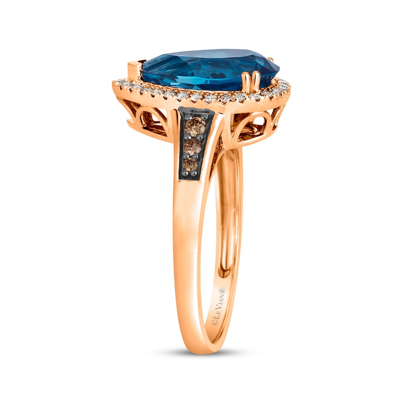 Main Image 2 of Le Vian Pear-Shaped Blue Topaz Ring 1/4 ct tw Diamonds 14K Strawberry Gold®