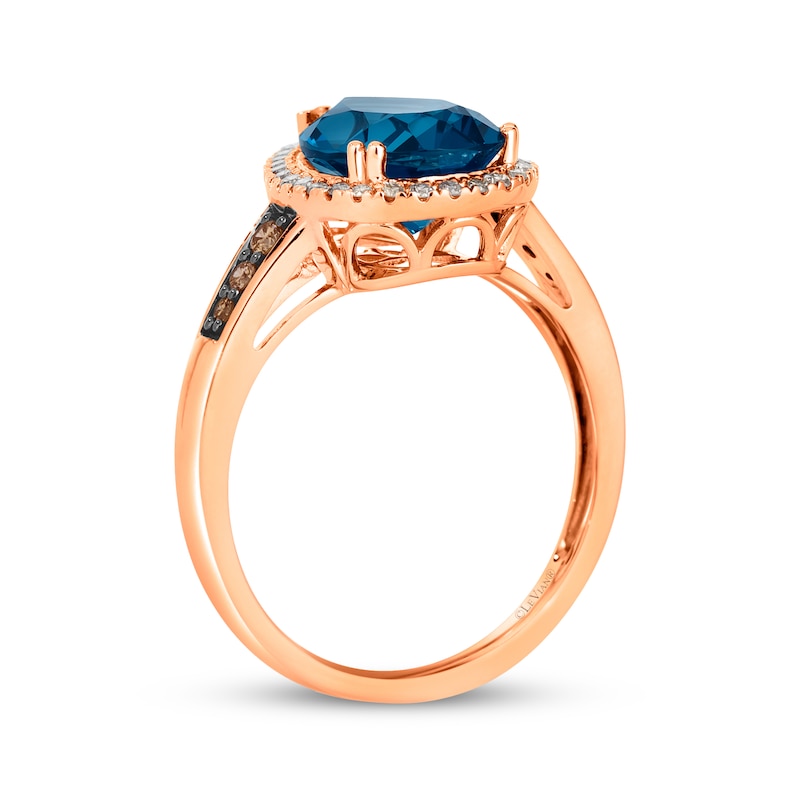 Main Image 3 of Le Vian Pear-Shaped Blue Topaz Ring 1/4 ct tw Diamonds 14K Strawberry Gold®