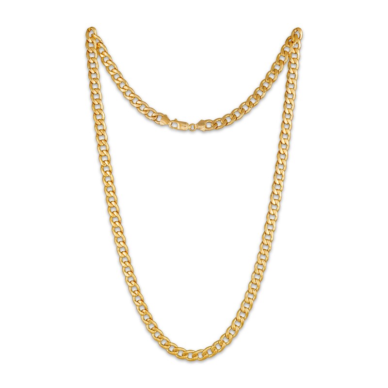Main Image 2 of Diamond-Cut Curb Chain Necklace 7.1mm Solid 10K Yellow Gold 24&quot;
