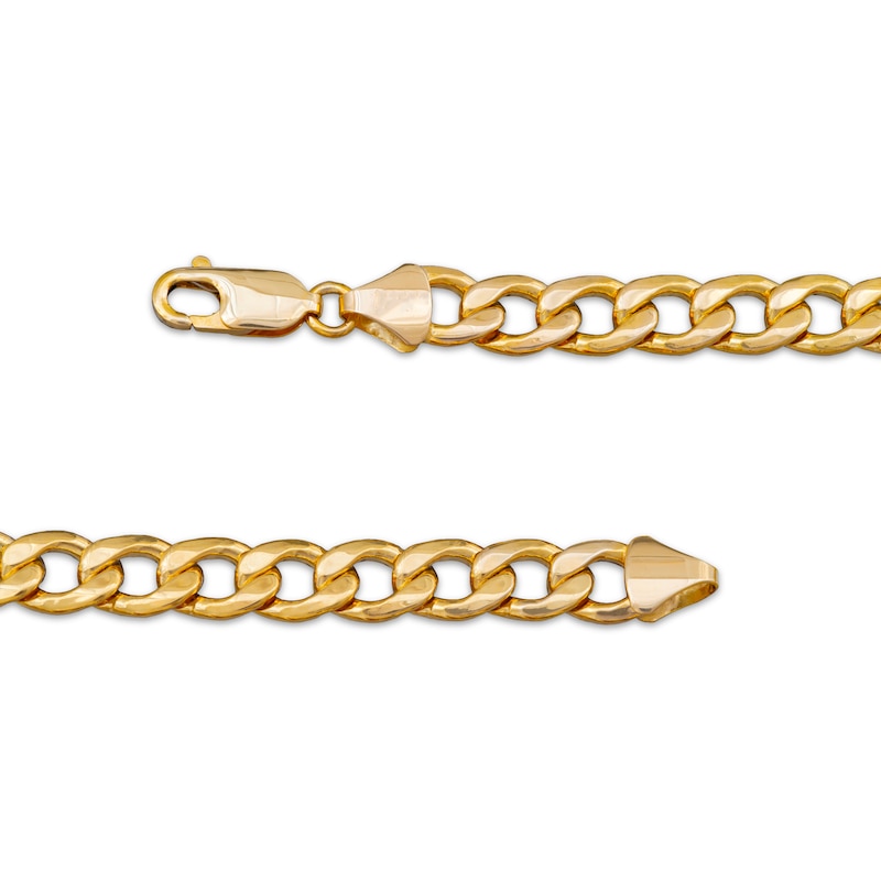 Main Image 4 of Diamond-Cut Curb Chain Necklace 7.1mm Solid 10K Yellow Gold 24&quot;