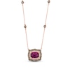 Thumbnail Image 1 of Le Vian Cushion-Cut Rhodolite Garnet Necklace 1/2 ct tw Diamonds 14K Strawberry Gold 19&quot;