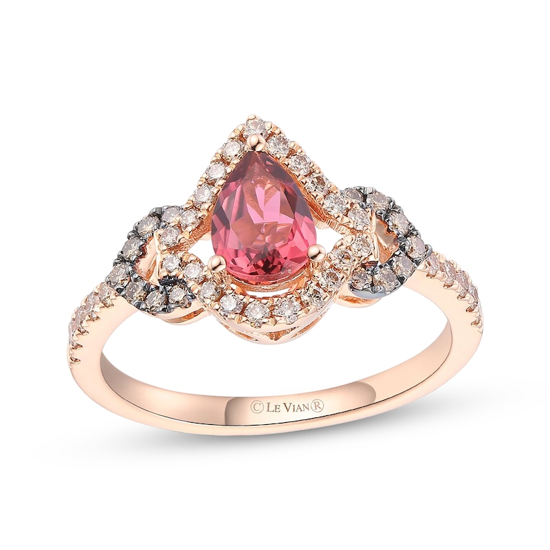 Main Image 1 of Le Vian Pear-Shaped Pink Tourmaline Ring 3/8 ct tw Diamonds 14K Strawberry Gold