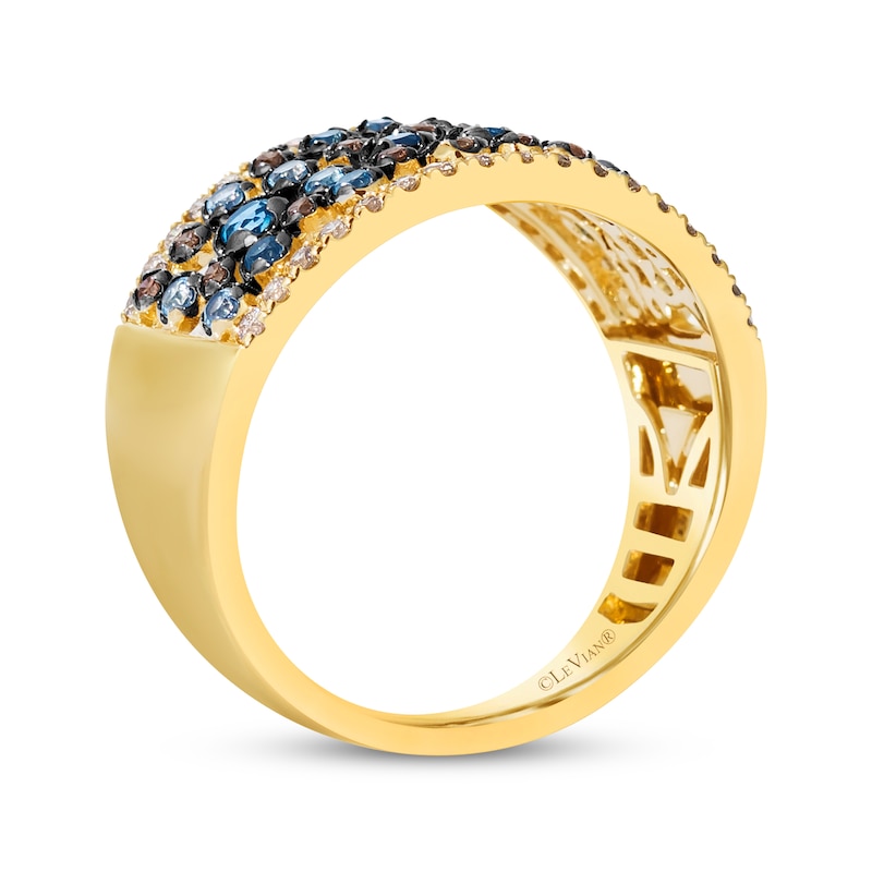 Main Image 3 of Le Vian Blue Topaz & Diamond Scatter Ring 3/8 ct tw 14K Honey Gold