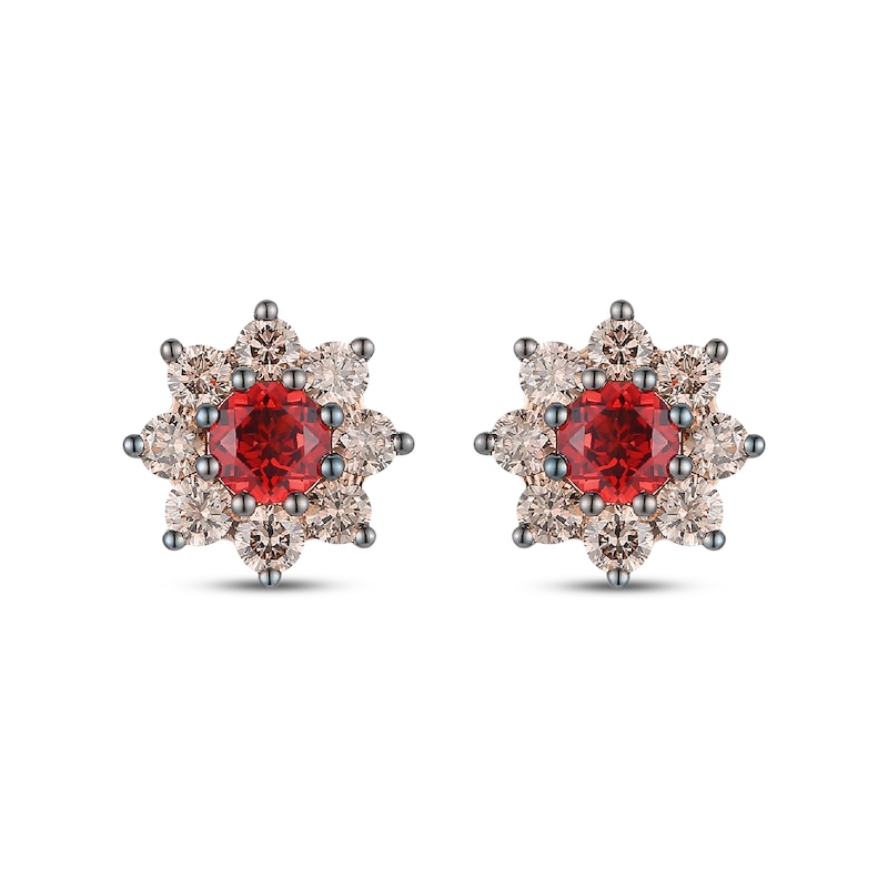 Main Image 2 of Le Vian Chocolate Sunflower Collection Garnet Stud Earrings 3/4 ct tw Diamonds 14K Strawberry Gold