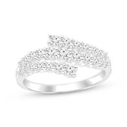 Diamond Three-Row Bypass Ring 3/4 ct tw 10K White Gold