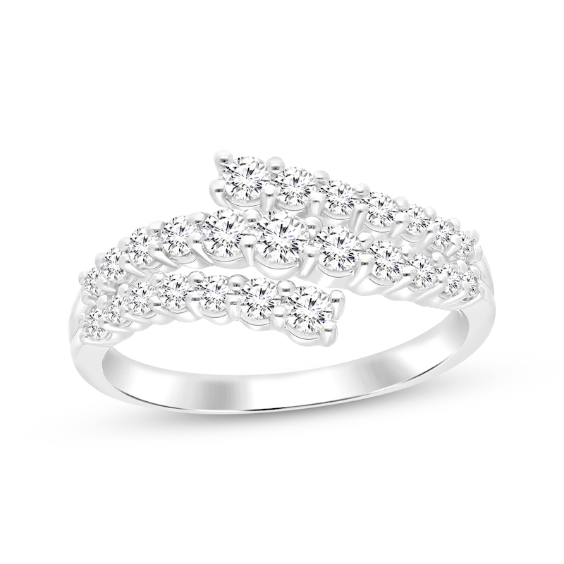 Main Image 1 of Diamond Three-Row Bypass Ring 3/4 ct tw 10K White Gold