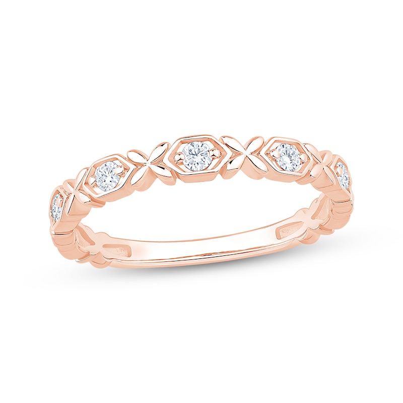 Main Image 1 of Now + Forever Diamond Flower Anniversary Ring 1/5 ct tw 10K Rose Gold