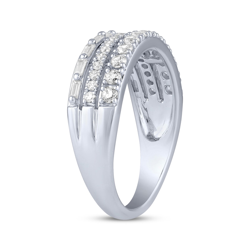 Main Image 2 of Now + Forever Baguette & Round-Cut Diamond Three-Row Anniversary Ring 5/8 ct tw 14K White Gold