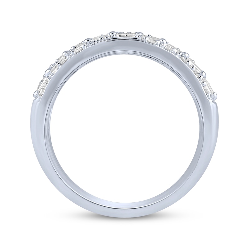Main Image 3 of Now + Forever Baguette & Round-Cut Diamond Three-Row Anniversary Ring 5/8 ct tw 14K White Gold