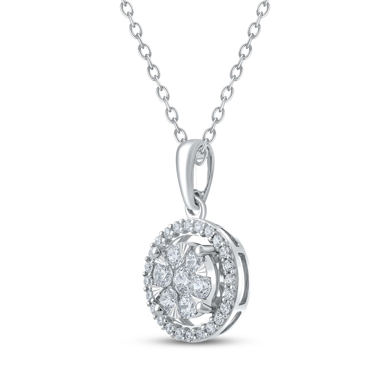 Main Image 2 of Multi-Diamond Halo Necklace 1/2 ct tw 10K White Gold 18"