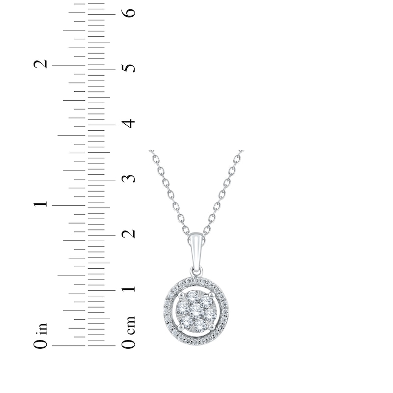 Main Image 3 of Multi-Diamond Halo Necklace 1/2 ct tw 10K White Gold 18"