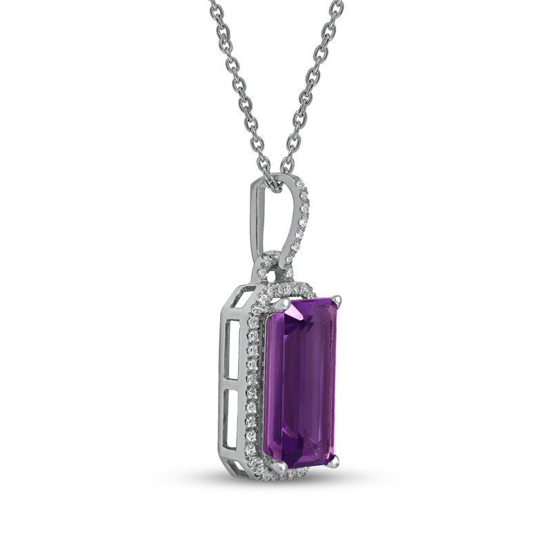 Main Image 2 of Amethyst & Diamond Necklace 1/8 ct tw 10K White Gold 18&quot;