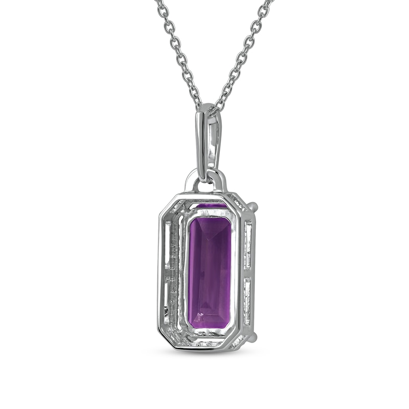 Main Image 3 of Amethyst & Diamond Necklace 1/8 ct tw 10K White Gold 18&quot;