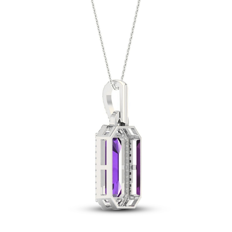 Main Image 4 of Amethyst & Diamond Necklace 1/8 ct tw 10K White Gold 18&quot;