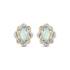 Thumbnail Image 2 of Oval-Cut Opal & Round-Cut Diamond Twist Earrings 1/10 ct tw 10K Yellow Gold