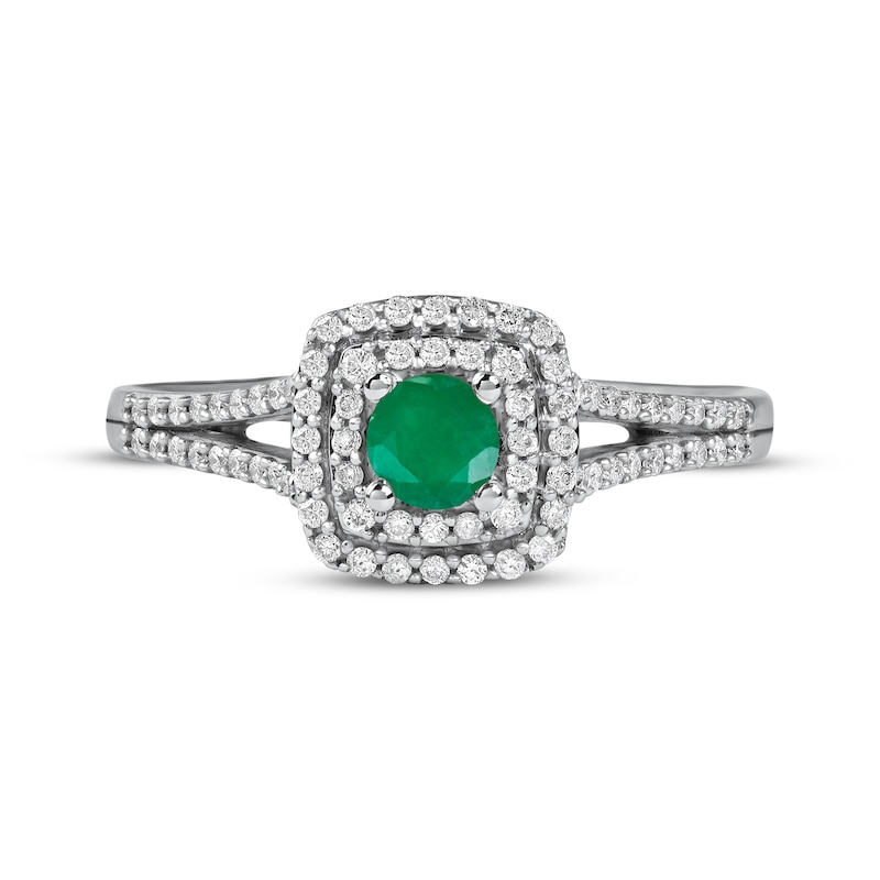 Main Image 3 of Emerald & Diamond Ring 1/4 ct tw 10K White Gold