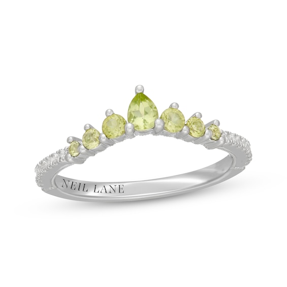 Neil Lane Pear-Shaped Peridot & Diamond Anniversary Ring 1/10 ct tw 14K White Gold
