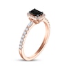 Thumbnail Image 2 of Now + Forever Emerald-Cut Black Diamond Halo Engagement Ring 5/8 ct tw 14K Rose Gold