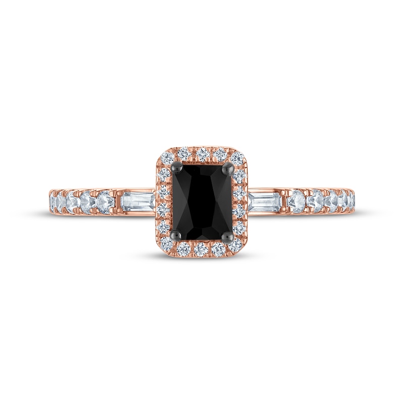 Main Image 3 of Now + Forever Emerald-Cut Black Diamond Halo Engagement Ring 5/8 ct tw 14K Rose Gold
