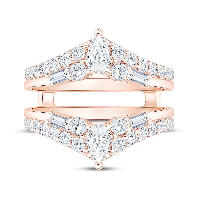 Main Image 3 of Now + Forever Lab-Grown Diamonds Pear, Emerald & Round-Cut Enhancer Ring 1-1/2 ct tw 14K Rose Gold
