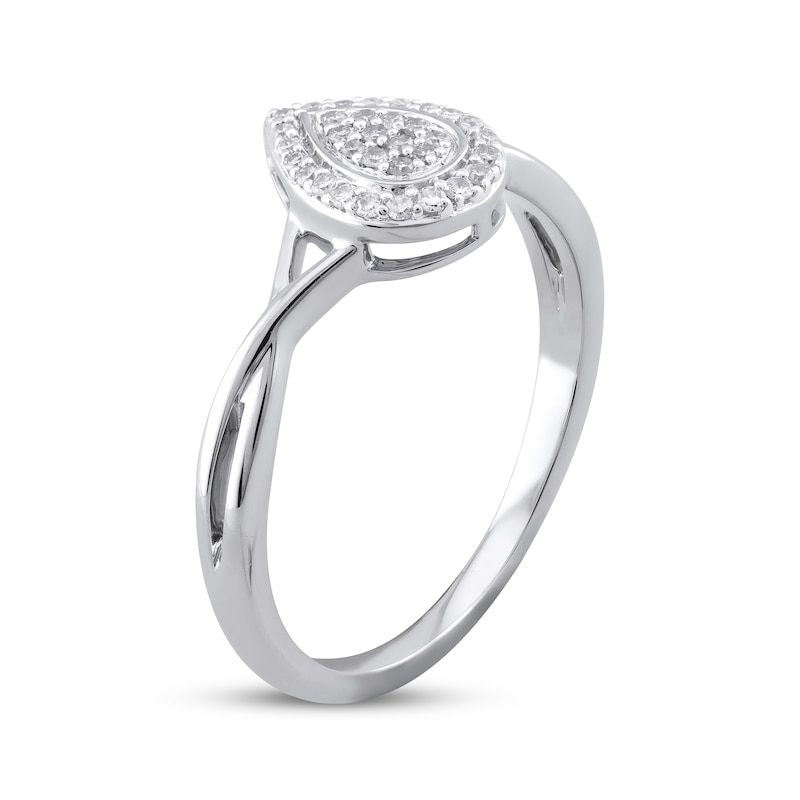 Main Image 2 of Multi-Diamond Pear-Shaped Halo Promise Ring 1/8 ct tw Sterling Silver