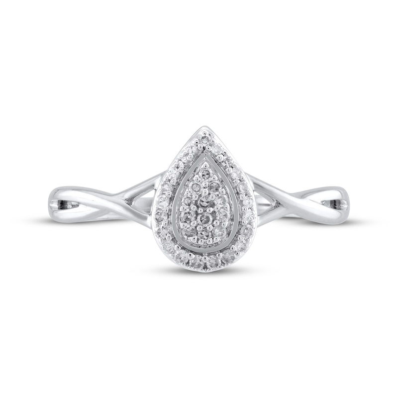 Main Image 3 of Multi-Diamond Pear-Shaped Halo Promise Ring 1/8 ct tw Sterling Silver