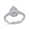Thumbnail Image 1 of Round & Baguette-Cut Multi-Diamond Pear-Shaped Promise Ring 1/15 ct tw Sterling Silver
