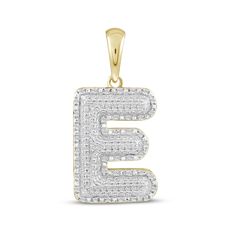 Main Image 1 of Diamond Puff Letter E Initial Charm 1/3 ct tw 10K Yellow Gold