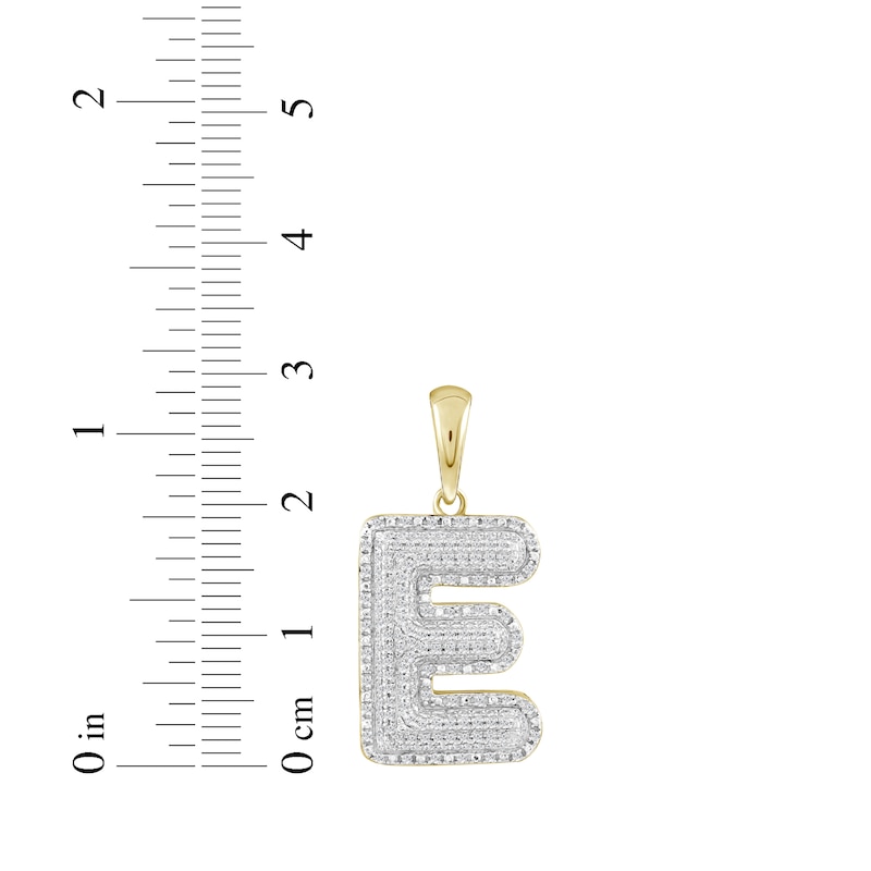 Main Image 3 of Diamond Puff Letter E Initial Charm 1/3 ct tw 10K Yellow Gold