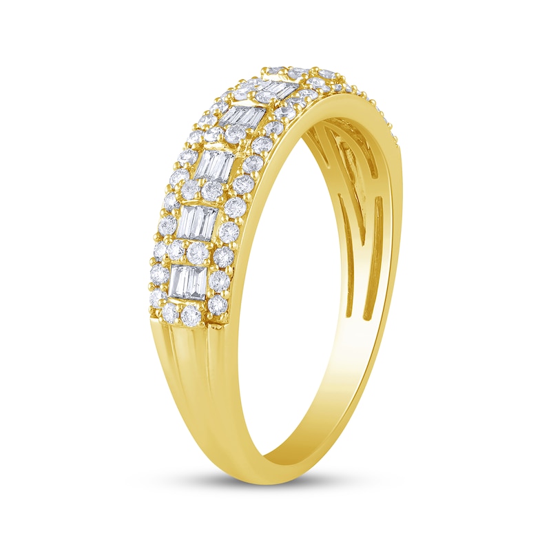 Main Image 2 of Now + Forever Baguette & Round-Cut Diamond Anniversary Ring 1/2 ct tw 14K Yellow Gold