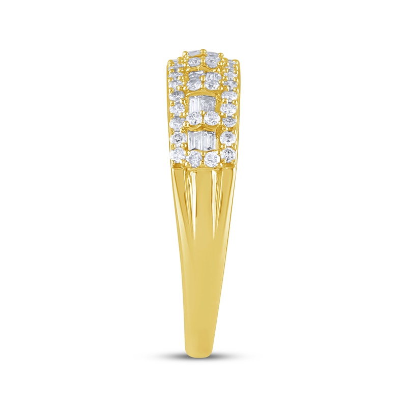Main Image 3 of Now + Forever Baguette & Round-Cut Diamond Anniversary Ring 1/2 ct tw 14K Yellow Gold