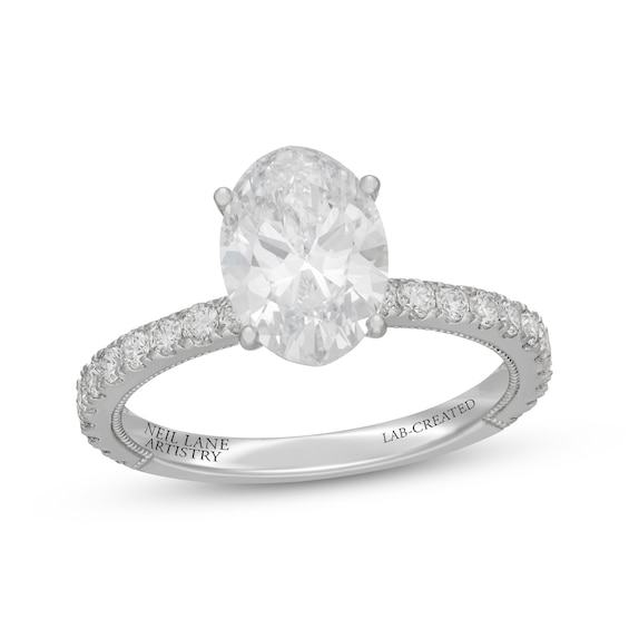 Neil Lane Artistry Oval-Cut Lab-Grown Diamond Hidden Halo Engagement Ring 2-1/2 ct tw 14K White Gold