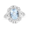 Thumbnail Image 1 of Oval-Cut Aquamarine & White Lab-Created Sapphire Halo Ring Sterling Silver