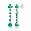 Thumbnail Image 1 of Pear-Shaped & Round-Cut Lab-Created Emerald Drop Earrings Sterling Silver