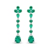 Thumbnail Image 2 of Pear-Shaped & Round-Cut Lab-Created Emerald Drop Earrings Sterling Silver