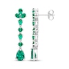Thumbnail Image 3 of Pear-Shaped & Round-Cut Lab-Created Emerald Drop Earrings Sterling Silver