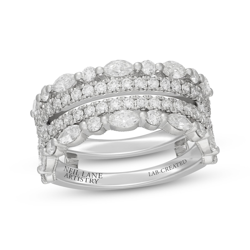 Main Image 1 of Neil Lane Artistry Marquise & Round-Cut Lab-Grown Diamond Enhancer Ring 1-1/2 ct tw 14K White Gold