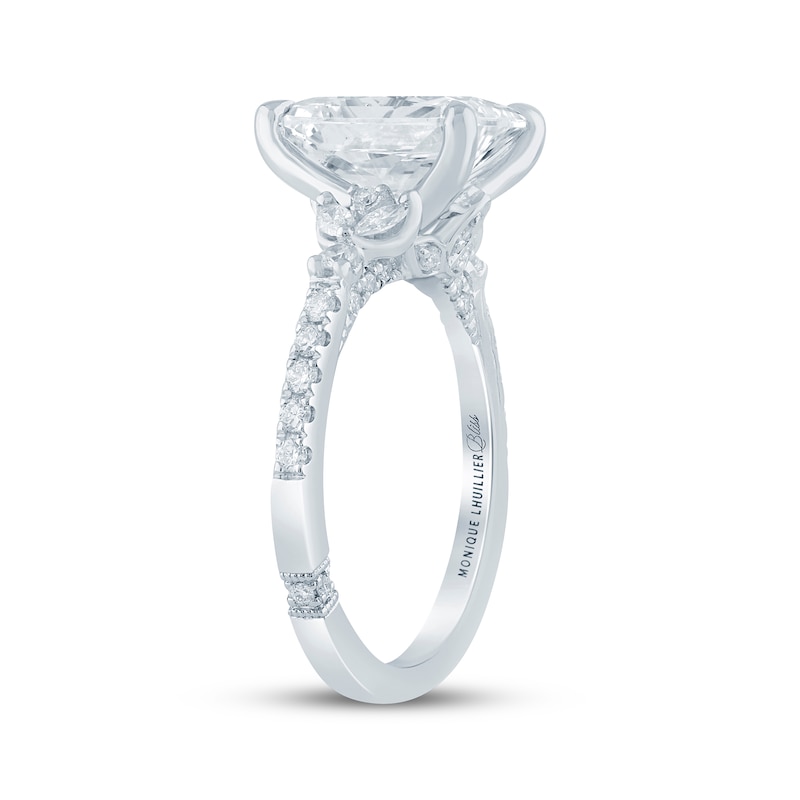Main Image 2 of Monique Lhuillier Bliss Radiant-Cut Lab-Grown Diamond Engagement Ring 3-3/8 ct tw 18K White Gold