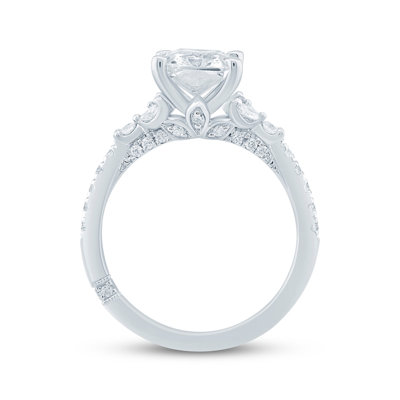 Main Image 3 of Monique Lhuillier Bliss Radiant-Cut Lab-Grown Diamond Engagement Ring 3-3/8 ct tw 18K White Gold