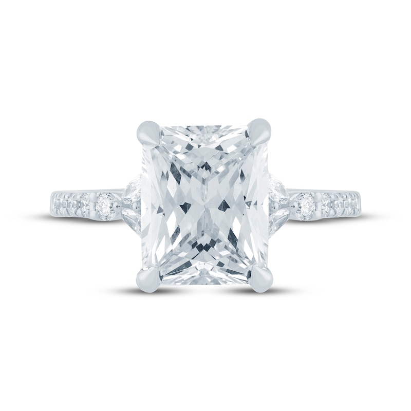 Main Image 4 of Monique Lhuillier Bliss Radiant-Cut Lab-Grown Diamond Engagement Ring 3-3/8 ct tw 18K White Gold