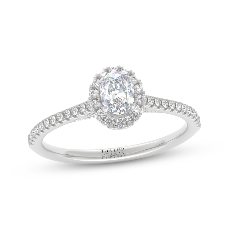 Main Image 1 of THE LEO Prisma Diamond Oval-Cut Halo Engagement Ring 1/2 ct tw 14K White Gold