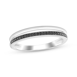 Black Diamond Faux Stack Fashion Ring 1/20 ct tw Sterling Silver