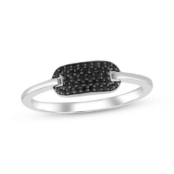 Black Multi-Diamond Oblong Fashion Ring 1/6 ct tw Sterling Silver