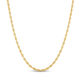 2.4mm Diamond-Cut Glitter Rope Chain Necklace Solid 14K Yellow Gold 18"