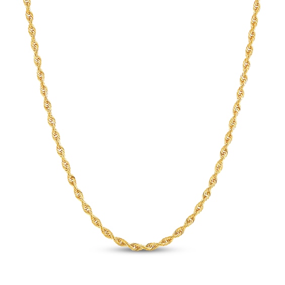 2.4mm Diamond-Cut Glitter Rope Chain Necklace Solid 14K Yellow Gold 18"