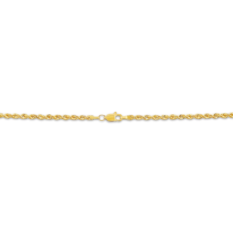Main Image 2 of 2.4mm Diamond-Cut Glitter Rope Chain Necklace Solid 14K Yellow Gold 18"