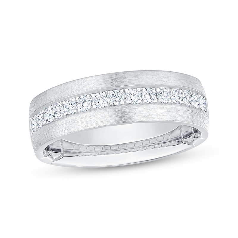 Main Image 1 of Now + Forever Men's Diamond Brushed Finish Wedding Band 1/2 ct tw 10K White Gold