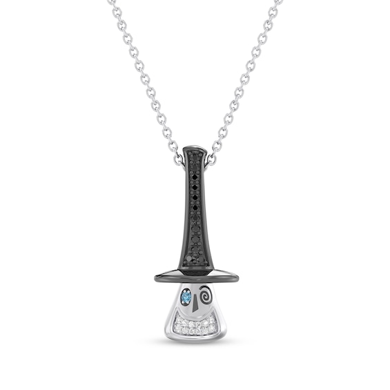 Disney Treasures The Nightmare Before Christmas Blue Topaz & Diamond Necklace 1/6 ct tw Sterling Silver 18"