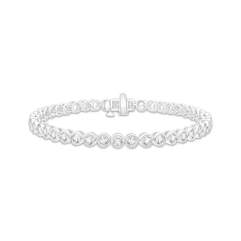 Main Image 1 of Lab-Grown Diamond Bezel-Set Tennis Bracelet 6 ct tw 14K White Gold 7"