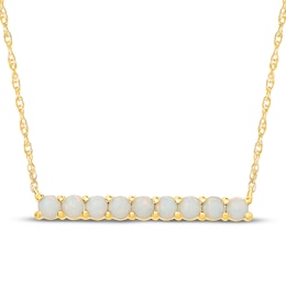 Lab-Created Opal Bar Necklace 10K Yellow Gold 18"